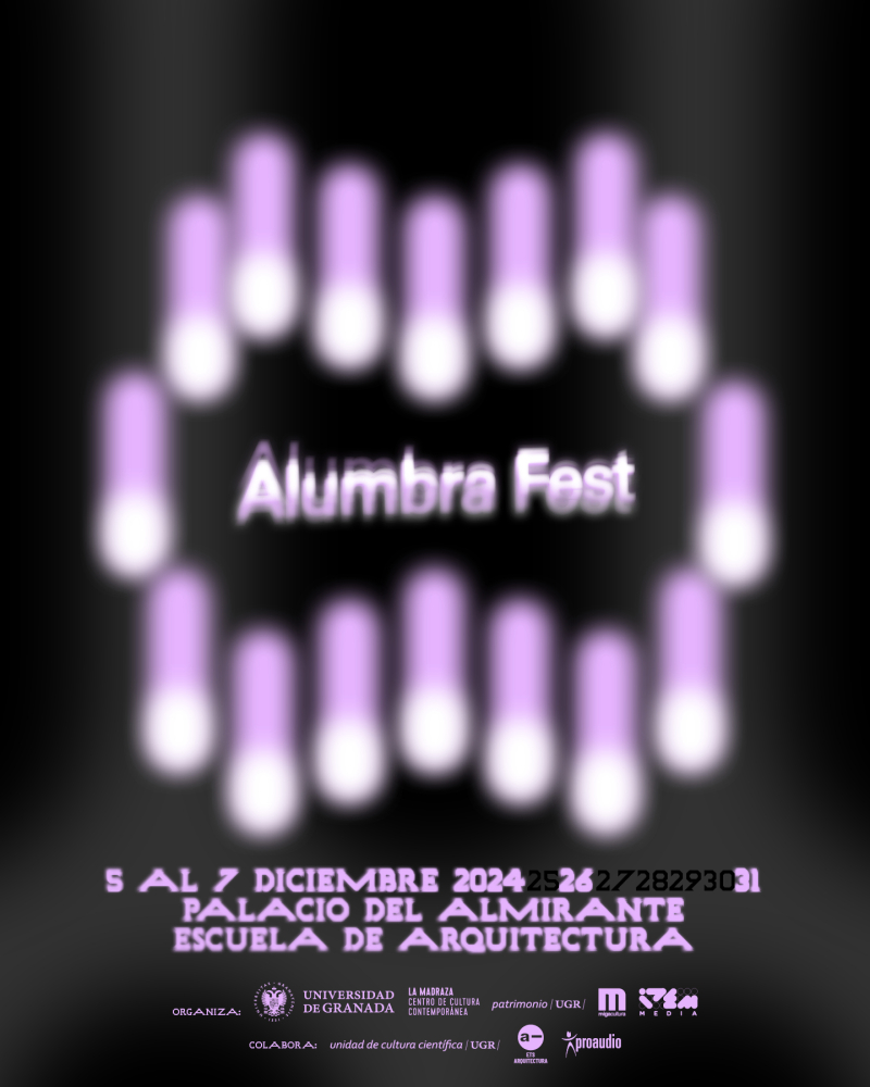 Alumbra 24-26/31 Cartel con imagen abstracta en la que aparecen unas líneas de color morado sobre fondo negro